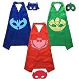 PJ Masks Cape &amp; Mask 3 pc/set Catboy, Owlette, Gekko includes Free Themed Drawstring Backpack