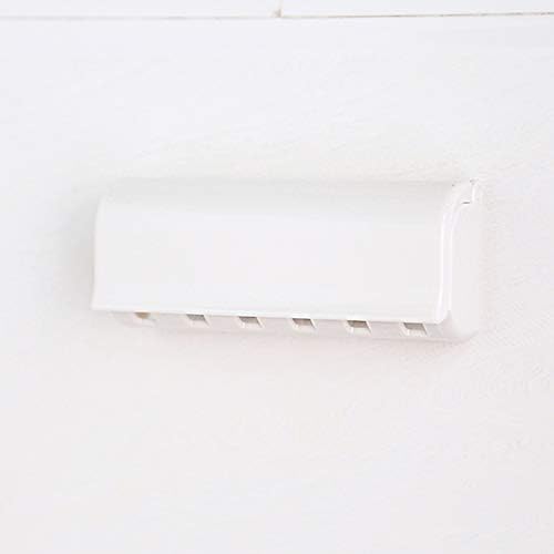 Toothbrush Holder 2/6 Grids Hygienic Bathroom Back Adhesive Rack Dust-Proof Durable with Protecting Cover Home Hotel ABS Resin(L)