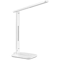LED Desk Lamp, TopElek Eye-Caring Folding Desk Light, Dimmable Office Lamp with 9 Brightness, Touch Control, Warm/Cool White for Reading, Studying, Working, Perfect for Kids and Adults, White