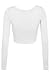 LE3NO Womens Fitted Long Sleeve Crop Top with Stretch, L3NWT1073_WHITE, Medium
