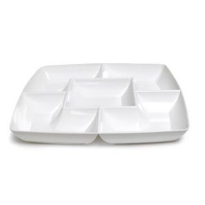 White Square Plastic Compartment Serving Tray 12-inch by Maryland Plastics