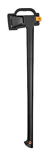 Fiskars Spaltaxt XL, Solid, Mit Klingen- und Transportschutz, Antihaftbeschichtet, Hochwertige Stahl-Klinge/Glasfaserverstärkter Kunststoff-Stiel, Schwarz/Orange, A26, Länge: 92 cm, 2,6 kg, 1052043