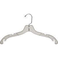 Sturdy Clear Plastic Top Hanger,  Box of 100 Durable Space Saving Hangers w/ 360 degree Chrome Swivel Hook and Notches for Shirt or Dress by The Great American Hanger Company