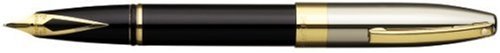 Sheaffer Legacy Heritage, Black Lacquer Barrel, Polished Palladium Cap 22KT Gold Plate Trim, Fountain Pen: Medium Nib (E0903053)