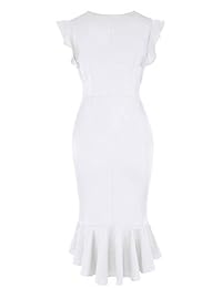 MAVIS LAVEN - Vestido de mujer con cuello en V y manga de volantes, cola para fiesta