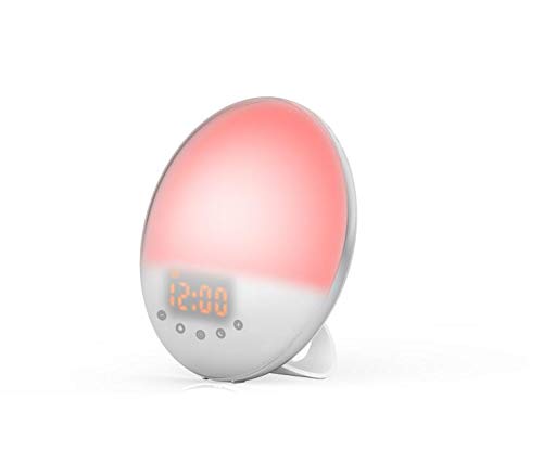 Wake Up Light Alarm Clock,Sunrise Alarm Clock with Sunrise/Sunset Simulation & White Noise Sleep Aid,7 Colors Atmosphere Lamp,8 Natural Sounds & Voice Recorder,FM Radio,Snooze for Kids Adults Bedroom