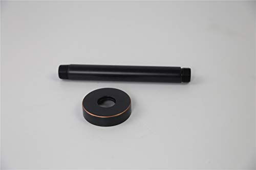 Weirun Bathroom 1/2 NPT All Brass 6-Inch Round Straight Shower Arm for Fixed Shower Head with Flange Ceiling Mount,Oil Rubbed Bronze