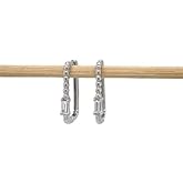 Sterling Silver Rounded Rectangular Huggie Earrings with Ball Detail