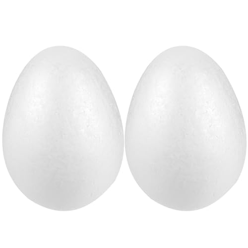 VICASKY Foam Eggs Balls 2Pcs 8 Inches White Eggs Easter Party Foam DIY Painting Solid Hand Graffiti Shapes Polystyrene Balls