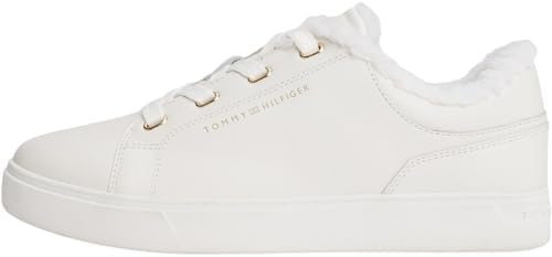 Donna Sneakers con Suola Preformata Casual con Pelliccia Peluche, Bianco (Ecru), 37