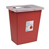 Covidien 8991 SharpSafety Sharps Container Gasketed Slide Lid, 18 gal Capacity, Red (Pack of 5)
