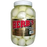 Herb's Pickled Eggs 67 oz Gallon size plastic jar Packed In Vinegar
