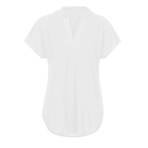 Women's Sexy Tops 2019,Women Ladies Summer Chiffon Solid Short Sleeve Casual Shirt Tops Blouse T-Shirt Under 10 Dollars White - Thumbnail 4