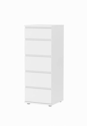 Tvilum Bright 5 Drawer Narrow Chest In White Furniture Home Garden Furniture