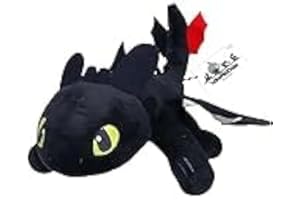JeDoresEvian Toothless Little Dragon Doll, Black and White Double Evil Spirit Doll with Suction Cup, Helmet, car, Motorcycle 