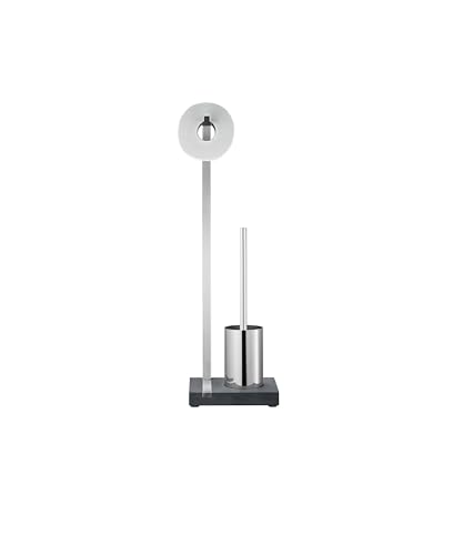 blomus Stainless Steel/Polystone Menoto Toiletpaper Holder and Brush, Polished, Silver