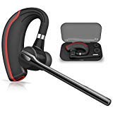 Bluetooth Headset HONSHOOP Bluetooth 5.0 Noise Reduction Bluetooth Earpiece in Ear Wireless Headphones Mic Earphones Business/Workout/Driving BlackRed