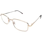 Calabria R754 Rectangle Metal Reading Glasses +1.00 Gold Men Designer Retro Single Power Readers Stylish Eyeglass Vintage