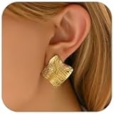 Chunky Black & Gold Earrings - Vintage Oval Onyx Statement Studs 18K Gold Plated