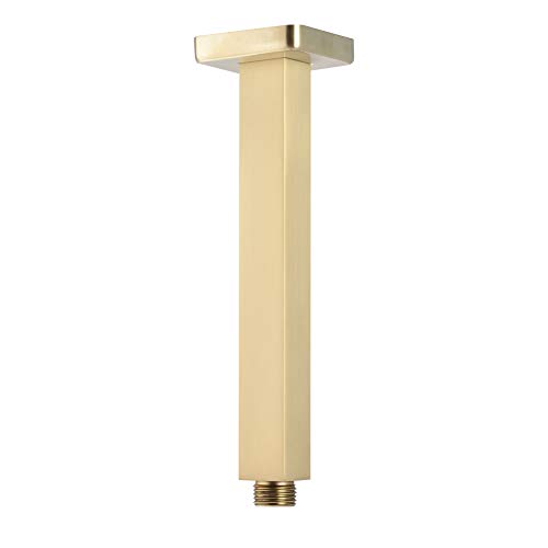 SHAMANDA Ceiling Mount Shower Arm, 8-Inch Universal Shower Straight Extension Arm with Flange for Bathroom Rainfall Showerhead Brushed Gold, DPCM701-3