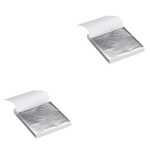 TEHAUX 200sheets Metallic Foil Transfer for Silver Clay Craft Imitation Leaf Sheet Foil Paper Decorative