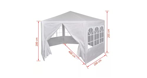 Festzelt mit 6 Seitenwänden Gartenbauten Pavillons und Partyzelte stabil Weiß 2x2 m – Bild 3