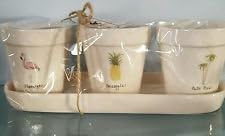 Rae Dunn Magenta Flower Pots Planters Set of 3 (Flamingos, Pineapples, Palm Trees)