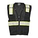 Kishigo Black Enhanced Visibility Men's Vest B100, Multi Pocket Mesh Hi-Vis Vest, Ultra-Cool Polyester Material, 6 Pockets, Zipper Front Closure, Construction Work Safety Vest (Black EV, SM-MED)
