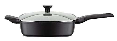 GSW Padella Easy Click Quadura con coperchio in vetro, 24 x 24 cm, colore: nero