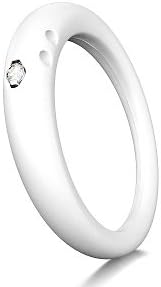 White Silicone with .02ct Diamond Stackable Ring 6