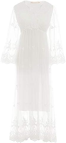 Rose Halcyon ナイトウェア ネグリジェ 寝巻き ルームウェア レース胸元 キャミソール ガウン 二点セット Vネック ホワイト 花柄刺繍 シースルー セクシー B07q4p8gth 2 140円 セール開催中最短即日発送 新作 人気 送料無料 激安 お買い得 キ フト