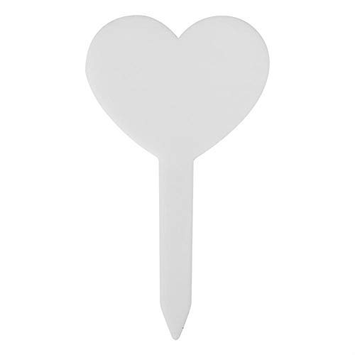 100Pcs Colors Gardening Label Heart-Shape Plant Label PVC Material Waterproof Durable (White)