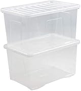 Wham Plastic Storage Boxes 60 Litre Pack of 5 Clear Nestable Stackable view 3