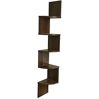 ABO Gear 5 Tier Wall Mount Corner Shelves Floating Shelves Home Decor Walnut Finish