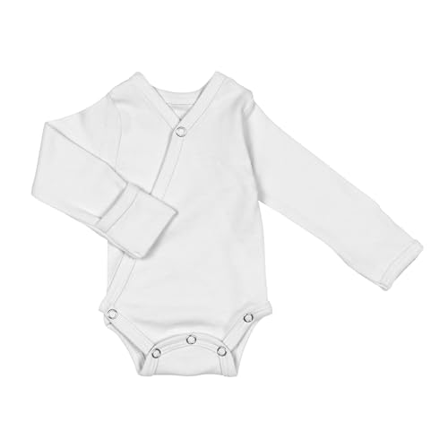 L'ovedbaby Unisex Baby 100% Organic Kimono Bodysuit (White, Preemie-NB)