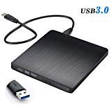 External CD Drive, Tebaba USB 3.0 Portable CD DVD +/-RW Drive Slim DVD/CD ROM Rewriter Burner Writer, High Speed Data Transfer for Laptop/Macbook/Desktop/MacOS/Windows10/8/7 (Black)