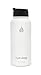 Hydrology with 4 LIDS Double Wall Vacuum Insulated Stainless Steel Water Bottle Flask - Keeps Cold and HOT (Vivid White, 32 oz)