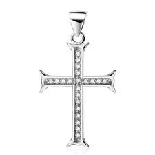 jacob alex #40618 Simulated Diamond Pave Coptic Cross Pendant 925 Sterling Silver DIY Fit Necklace
