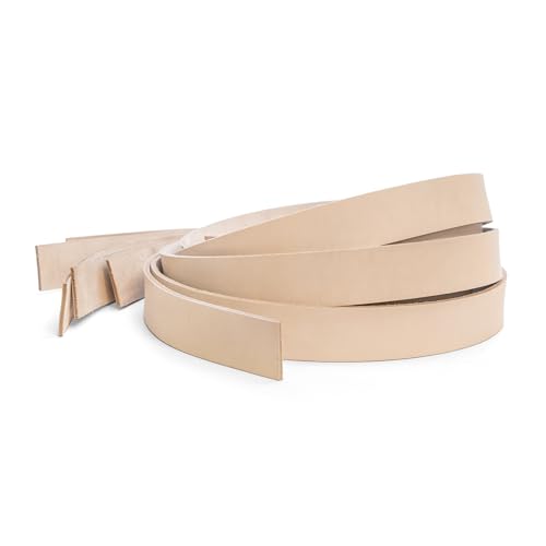 Realeather Tooling Belt Strips, Veg Tan Blank Leather Strap 1.25 Inches, 6 Pack…
