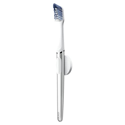 OralB Clic Manual Toothbrush, Chrome White, with 1 Bonus Replacement