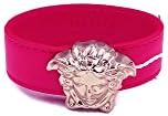 Authentic Versace Unisex Medusa Logo Leather Cuff Bangle Bracelet With Box (Fuchsia)