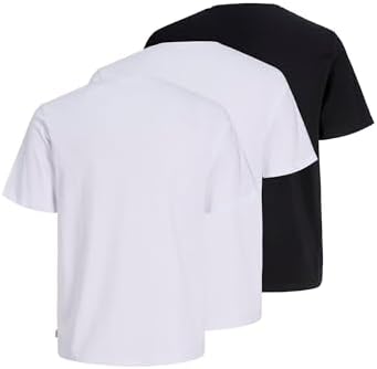 S JJEORGANIC Basic Tee SS O-Neck 3PK MP T-Shirt, Nero Confezione: 2 Bianche, 1 Nero, M Uomo