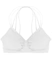 Humble Chic Criss Cross Back Padded Sports Bra - Light Support Wireless Strappy Bralette, White One Size, Ivory