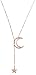 Happiness Boutique Women Lariat Necklace Star and Moon in Rose Gold Y Pendant Necklace with Half Moon Charm