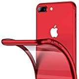 RANVOO iPhone 8 Plus Case, iPhone 7 Plus Case, Ultra Slim Thin Clear Soft Case with Premium Flexible Chrome Bumper and Transparent TPU Back Plate Gel Cover for iPhone 8 Plus / 7 Plus (Crystal Red)