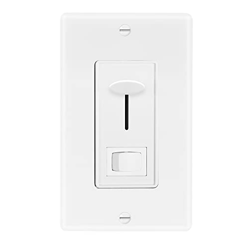 Maxxima LED Dimmer 3-Way/Single Pole Electrical Light Switch, 600 Watt max, LED Compatible, Wall Plate Included (2 Pack)