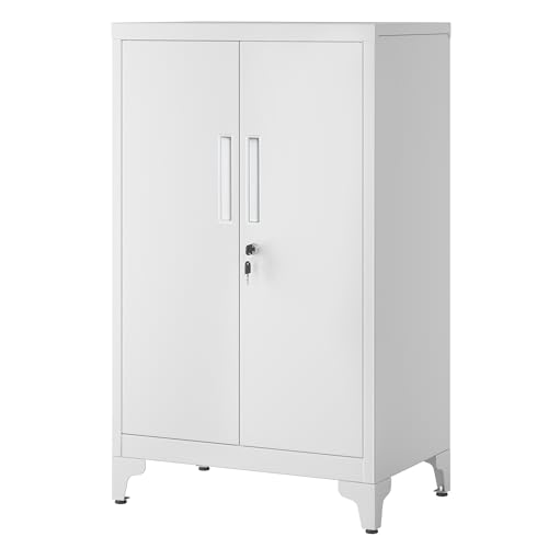 SONGMICS Aktenschrank, Mehrzweckschrank, Büroschrank mit 2 Türen, Schrank abschließbar, Aufbewahrungsschrank aus Stahl, für Arbeitszimmer, Wohnzimmer,