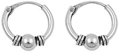 13mm Oxidized BALI Bohemian .925 Italian Sterling Silver BALL Huggies Hoops 1.5mm X 13mm