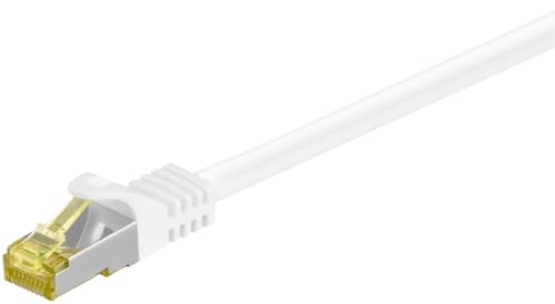 RJ45 Câble de Liaison, S/FTP (PiMF), avec CAT 7 Câble en Vrac, Blanc, 15m Longueur