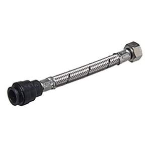 Flexible Tap Hose Connector Pack of 2 - Compression or Push Fit or Push Fit with isolating Valve 300mm Long (15mm Pushfit x 1/2"F x 300mm Long)